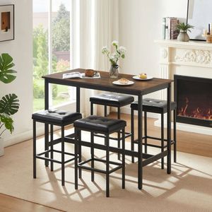 Set of <b>2</b> Upholstered 24" <b>Bar</b> <b>Stools</b>, Black Faux Leather & Metal Frame, Counter Height Chairs for Kitchen Island - Product Image 3