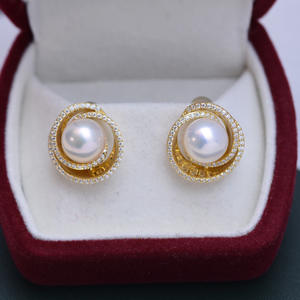 Zhuji Danshui S925 Silver Multi-Purpose <b>Earrings</b> 9-10mm <b>White</b> Round Strong Light Fine Flaws Wholesale <b>Pearl</b> <b>Earrings</b> - Product Image 1