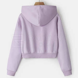 Dernier style de sweat à capuche pour femmes, haut court personnalisé, couleur unie, doublé polaire, design, saison d'hiver, court pour dames et filles - Product Image 2