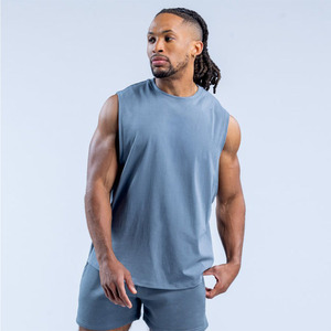 Camisetas sin mangas para hombre de corte oversize, de tejido grueso, estilo urbano con hombros y axilas caídos, al por mayor - Product Image 2