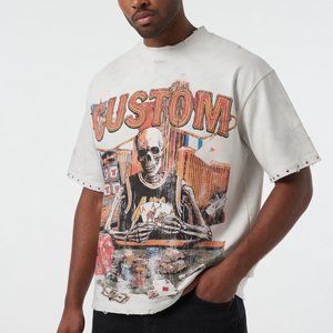 T-shirt surdimensionné personnalisé avec logo imprimé, coupe ample, 100% coton lourd, avec strass, pour homme - Product Image 6