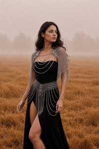 Robe en maille de chevalier Valkyrie faite à la main – Costume de reine guerrière fantastique, tenue de festival Renaissance - Product Image 2