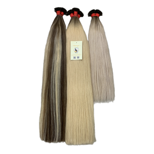 Extensions de cheveux humains à pointe plate alignée sur les cuticules droites de kératine pré-collée de donneur unique russe brut - Product Image 1