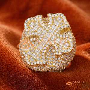 Solid Gold Men's Moissanite Cross <b>Ring</b> <b>Iced</b> Out Baguette Hip Hop Statement Band Luxury Jewelry Gift for Men - Product Image 5