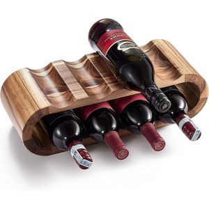 Portabottiglie da 8 Bottiglie in Legno di Acacia da Appoggio, Espositore Autoportante per Vino, Ottima Decorazione per la Casa, Nessun Montaggio Richiesto - Product Image 1