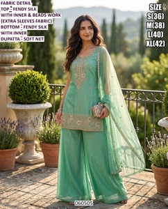 Kurti ปักลายยาวถึงพื้นสำหรับผู้หญิงรอยัลบลูมแบบดั้งเดิมของปาร์ตี้ - Product Image 2