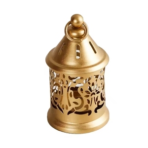 <b>Gold</b> Moroccan Style <b>Lantern</b> With Yellow Glass Panels Durable Home Decoration Candle Holder Centerpiece <b>Lantern</b> - Product Image 6
