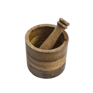 Mortero y Pilón de Madera Maciza, Herramienta de Cocina Manual Ecológica para Moler Hierbas y Especias, Molinillo de Especias Tradicional 116 - Product Image 5