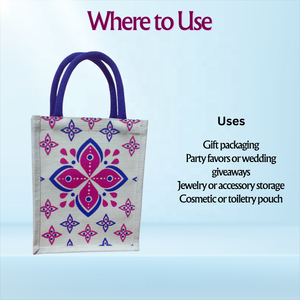 Petits sacs en jute biologique imprimés sur mesure Mini sac de cadeaux en jute personnalisé pour les festivals corporatifs Vente en gros Sac à lunch en jute vin - Product Image 3