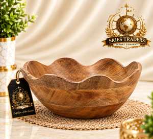 Grand saladier rond en bois d'acacia à grain riche, plat de service pour fruits, vaisselle de cuisine artisanale, vente en gros - Product Image 5
