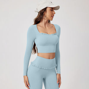 PASUXI Set Yoga Donna Effetto Nudo con Scollo Quadrato, Vita Alta, Asciugatura Rapida, Maniche Lunghe, per <span class=keywords><strong>Palestra</strong></span> Corsa <span class=keywords><strong>Allenamento</strong></span> - Product Image 5