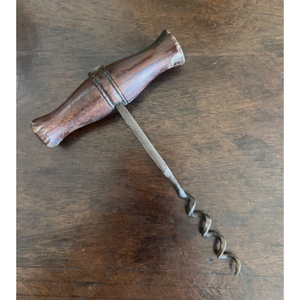 Sacacorchos Antiguo con Mango de Madera de Palisandro Torneado, Abridor de Botellas de Vino Coleccionable Vintage para Uso en el Hogar y Bar - Product Image 1