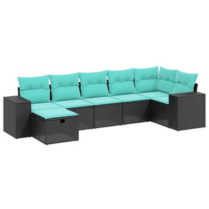 Grand ensemble de canapés de jardin modulaires en polyrotin noir et acier, mobilier d'extérieur moderne - Product Image 2