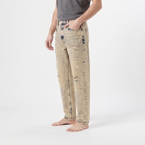 Pantalon en jean tendance pour garçon, coupe décontractée, délavage rétro, jambes amples, idéal pour le streetwear quotidien - Product Image 3