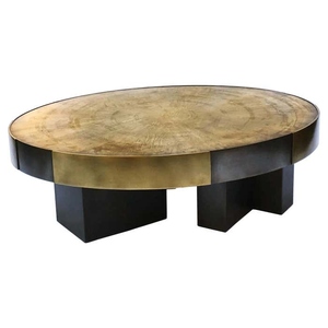 Table basse en laiton best-seller, style moderne et luxueux, avec incrustation de pierre, table de cocktail en quartz et laiton de qualité supérieure - Product Image 1