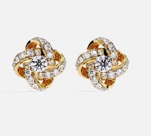 Boucles d'oreilles en or rose avec diamants synthétiques de laboratoire, taille brillant rond, certifiées IGI, bijoux de luxe vintage pour femme, cadeau de mariage - Product Image 4
