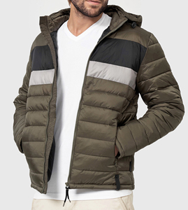 Veste matelassée à capuche pour homme, coupe-vent, en polyester, avec fermeture éclair, style décontracté, color block - Product Image 4