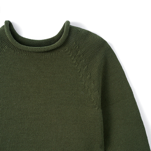 Suéter de Punto para Bebé, Cuello Alto, Manga Larga, Verde Bosque, Unisex, Casual, Primavera, 100% Algodón, Una Sola Capa - Product Image 3