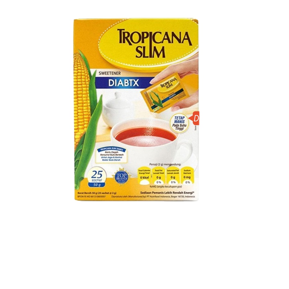 Оптовая продажа, тонкий подсластитель Tropicana 25S 2gr Diabtx вариант здорового подсластителя картонная упаковка из Индонезии
