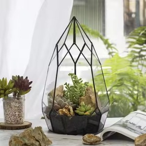 Stylish <b>Frame</b> Glass Metal Terrarium Planter Elegant Indoor <b>Plant</b> Holder Geometric Home Decor - Product Image 3