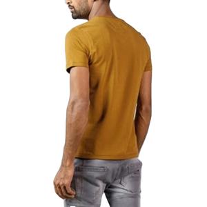 T-shirt décontracté pour homme, col en V, manches courtes, design personnalisé, 100% coton, vente en gros, t-shirt homme slim fit, couleur moutarde - Product Image 3