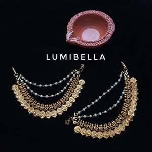 Matte Coin Style Ear Chain with Pearl-Fashion Earrings - Product Image 3