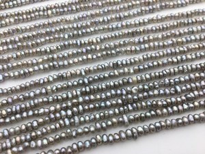 Perles d'eau douce grises AA 3,5-4 mm, perles de forme pomme de terre, petites, haute brillance, en vrac, pour la fabrication de bijoux - Product Image 2