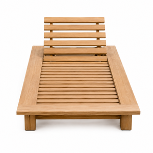 Chaise longue de jardin en teck massif, dossier réglable, pour extérieur, bord de piscine - Product Image 2