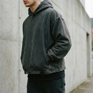 Sweat-shirt à capuche oversize pour homme, 100% coton, tissu molletonné, couleur unie, style streetwear décontracté, coupe automne - Product Image 1