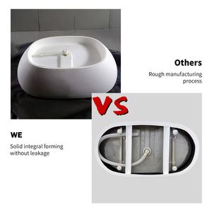 Vasca da Bagno Moderna Freestanding in Resina Effetto Pietra da 51FT, Vasca Bianca in Solid Surface con Troppopieno e Scarico Pop-up - Product Image 5