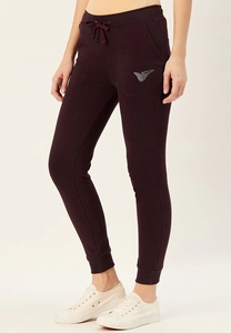 Women's Burgundy Sweatpants Elastic Waist Drawstring Pockets Casual Joggers Autumn Wear - Product Image 4