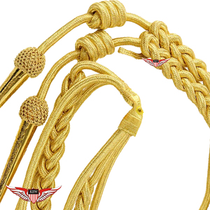 Aiguillette en fil métallique faite à la main, dorée torsadée avec embout métallique pour épaulettes - Product Image 4