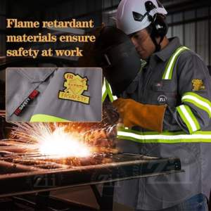 Camisa ZUNEZI FR con Botones, Resistente al Fuego, Manga Larga, de Algodón, Reflectante, de Alta Visibilidad, con Paquete de Respirador - Product Image 4