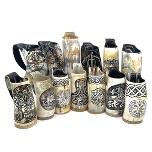 Cuerno para Beber de Cuerno de Búfalo de Alta Calidad, Jarra Vikinga de Cuerno de Búfalo / Vaso de Cerveza de Cuerno de Vaca / Vaso con Borde de Latón a Bajo Precio - Product Image 4