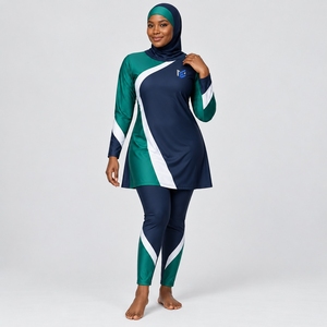 Ensemble Burkini Modeste 3 Pièces Personnalisable à Séchage Rapide pour Femme – Couverture Complète, Manches Longues, Imprimé sur le Devant - Product Image 3