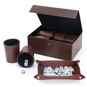 Gobelet à dés de luxe en cuir PVC avec doublure en flanelle, plateau porte-dés pour 5 dés, idéal pour bars, KTV, fêtes et jeux en famille - Product Image 1