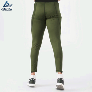 Pantalones de compresión ligeros de color verde oliva, hasta el tobillo, con cintura elástica, efecto segunda piel, para entrenamiento diario y ejercicio. - Product Image 3