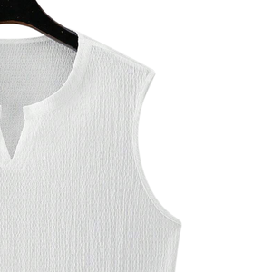 Camiseta sin mangas de punto texturizado con letras para hombre, chaleco informal de verano con cuello en V, suave, cómoda, ligera, a la moda, estilo urbano - Product Image 3