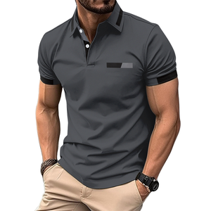 Chemise d'été décontractée pour homme de haute qualité, en coton 100% tricoté, avec logo brodé sur le devant, respirante, à manches courtes, avec un nouveau design - Product Image 5