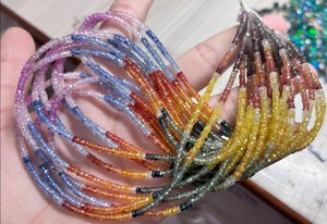 Cadena de Cuentas de Zafiro Multicolor Natural Facetado en Forma de Rondelle para la Fabricación de Joyas y Collares al por Mayor - Product Image 4