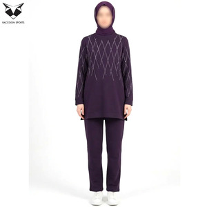 Rhinestone Pattern <b>Modest</b> Tracksuit Women Embroidered Long Top and Straight Pants <b>Set</b> Muslim Evening Loungewear - Product Image 4
