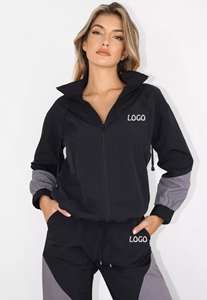 Women's Jogging Tracksuit Set Lightweight Breathable <b>Spandex</b>/Polyester Jacket <b>Pants</b> Color Block Design Anti-Pilling Drawstring - Product Image 3