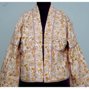 Chaqueta de algodón kantha floral hecha a mano en India, estilo Jaipuri vintage, estampada, de manga larga, para otoño, ideal para fiestas. - Product Image 2