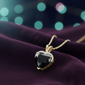 Collier pendentif en onyx noir en forme de cœur avec pierres CZ, argent sterling 925 plaqué or 18 carats, bijoux élégants pour femmes - Product Image 1