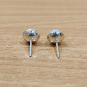 Minimalist <b>Silver</b> 925 Bezel Setting Stud <b>Earrings</b> with Smooth Round White <b>Pearl</b> Cute Classic Ball Shape Anniversary Gift - Product Image 3