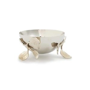 Bol double en métal, acier inoxydable, avec accent en laiton, pierre rose, plat à condiments et à noix, vaisselle de luxe, centre de table décoratif - Product Image 2