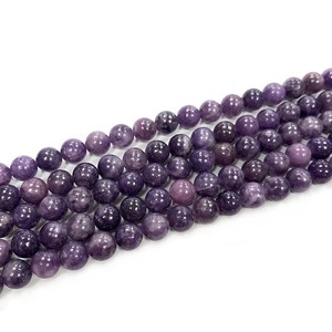 Perles rondes lisses en Lépidolite en vrac pour la fabrication de bijoux et de bracelets - Product Image 3