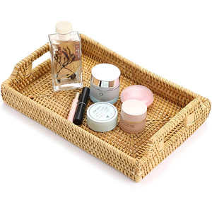 Plateau en rotin classique pour la décoration de la maison, fabriqué en Inde, de haute qualité, fournitures pour hôtels et restaurants, plateau en rotin tissé à la main, facile à transporter - Product Image 1