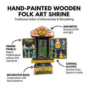 Décoration murale en bois peinte à la main, art floral indien traditionnel, sculpture murale artisanale en bois de manguier, coffret cadeau artisanal - Product Image 6