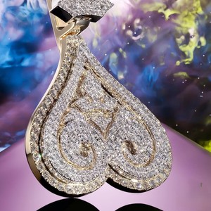 Luxury Heart Cut Moissanite Pendant 925 <b>Silver</b> Micro Insert Themed <b>Charm</b> Unisex Everyday Wear - Product Image 2